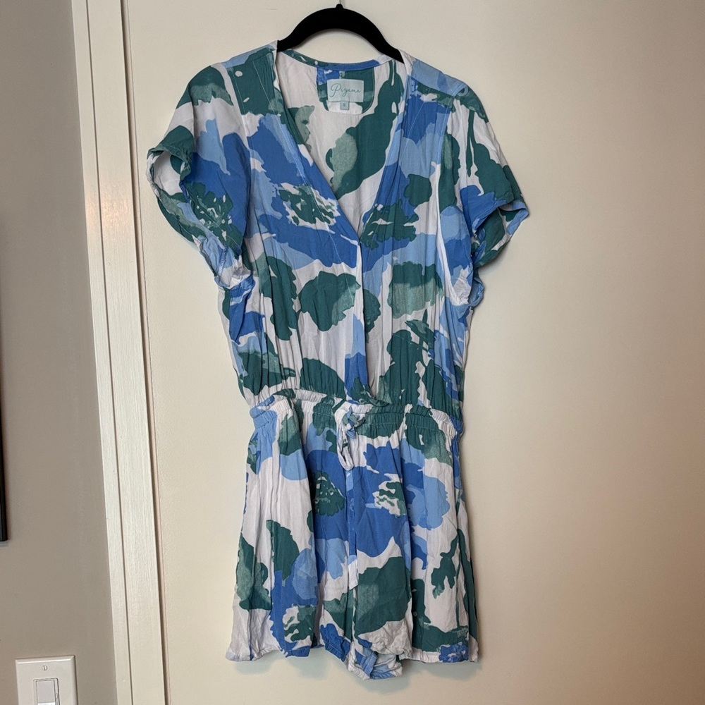 Piyama Blue & Green Floral Romper